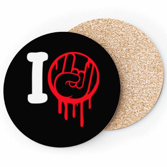 I Love Heavy Metal Hard Rock Music Graffiti Heart Coasters