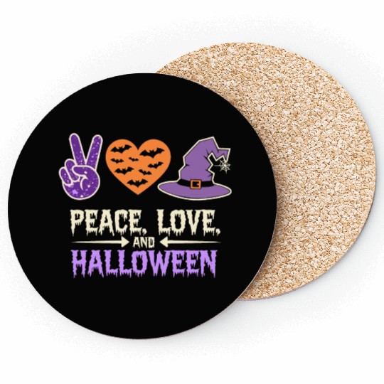 Peace, Love, and Halloween Spooky Halloween Coasters