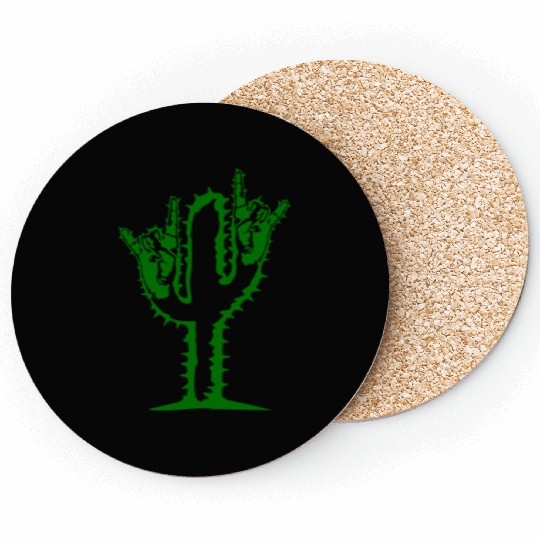 Cactus Plant Heavy Metal Hard Rock Hand Gesture Coasters