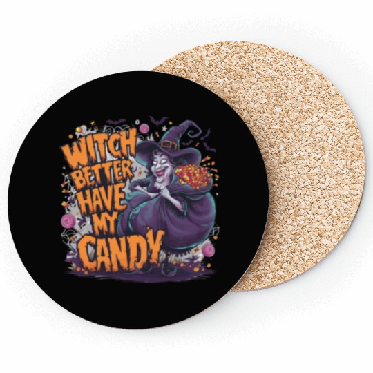Halloween Candy Hunt - Witch Way to the Candy? Coasters