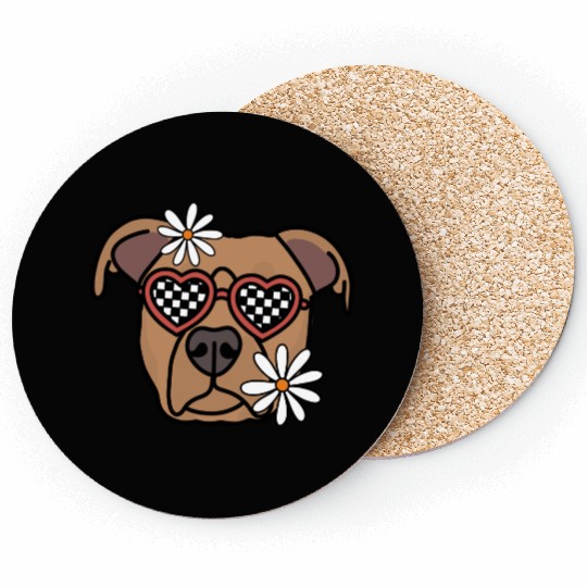 Pitbull Brown Retro Dog Coasters