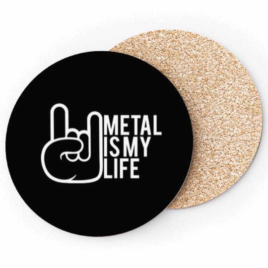 Heavy Metal Is My Life Hard Rock Music Text Quote Coasters