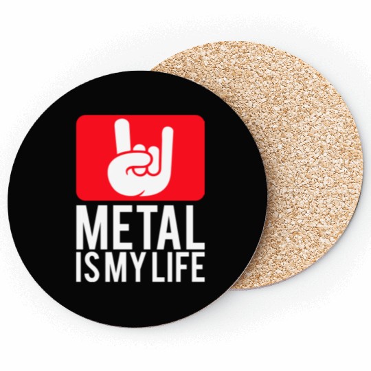 Heavy Metal Is My Life Hard Rock Music Text Quote Coasters