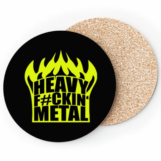 Heavy F#ckin' Metal Hard Rock Fun Music Text Quote Coasters