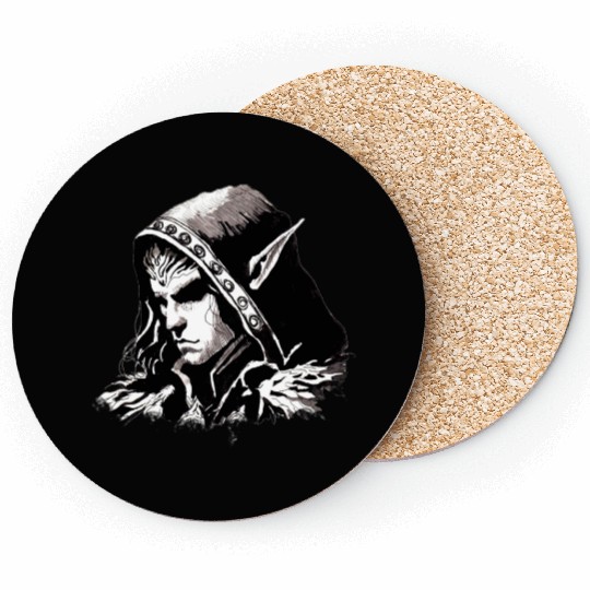 Dark Elf Archmage Illustration Coasters