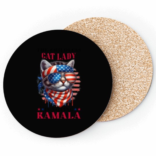 Childless Cat Lady Voting Kamala Harris Coasters