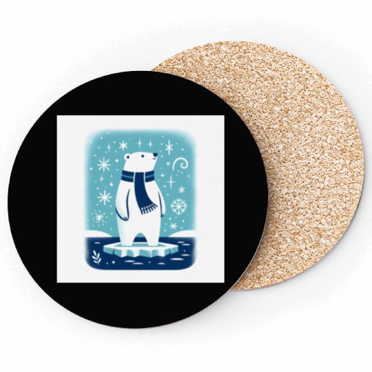 Polar Bear on Ice Floe Coasters
