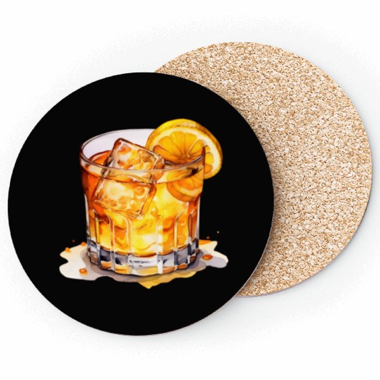 Watercolor Whiskey Drink Coasters
