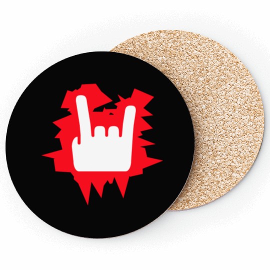 Heavy Metal Fun Hard Rock Music Horns Hand Gesture Coasters