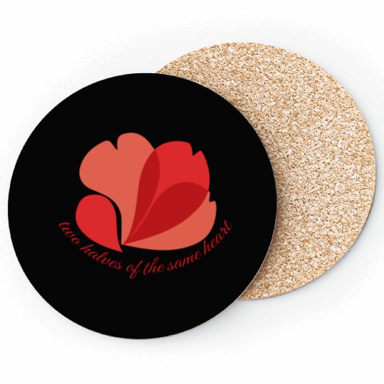 Vintage Botanical Red Poppy Heart Graphic Flower Coasters