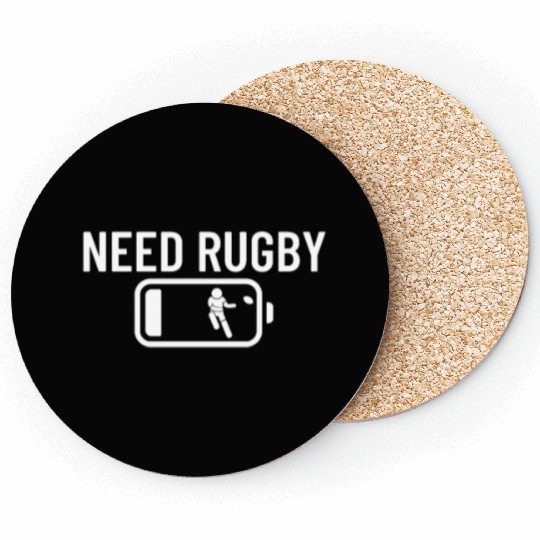 Need Rugby Low Battery Funny Rugby Player Coasters