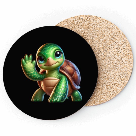 Adorable Waving Turtle Coasters