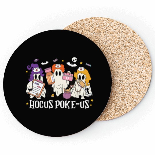 Hocus Poke-Us Funny Ghost Vintage Halloween Movie Coasters