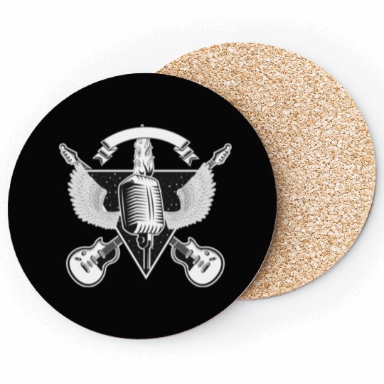 Rock and Roll vintage guitar and microphone Retro Coasters
