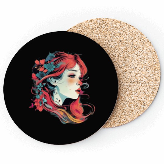 Cute flowers girl for eye catching style Coasters