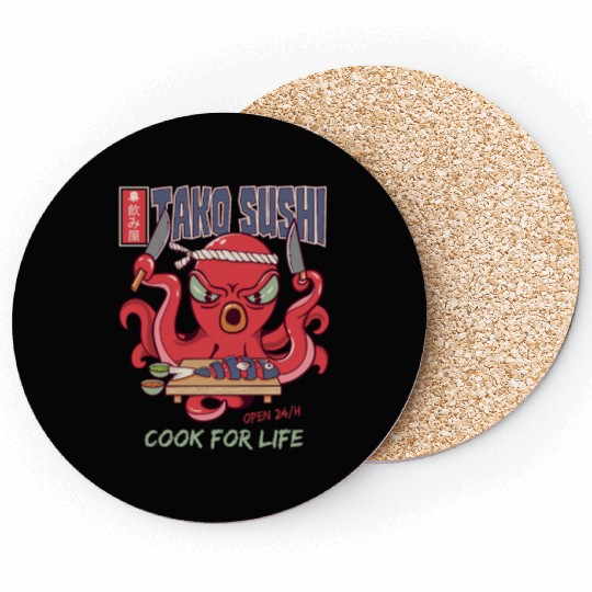 Octopus Sushi Bar Raw fish roll Takoyaki Coasters