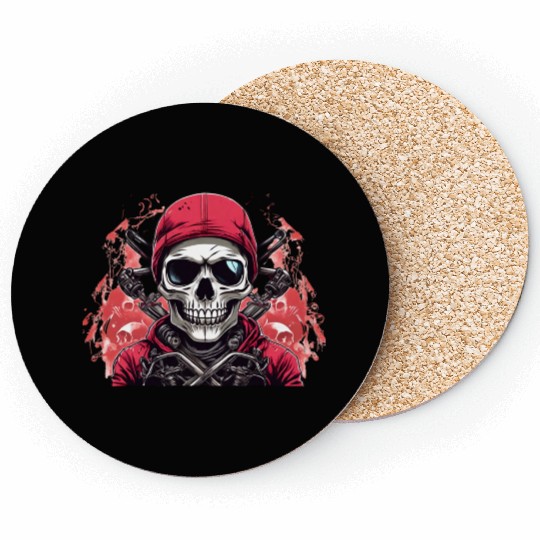 Biker Skull Red Coasters