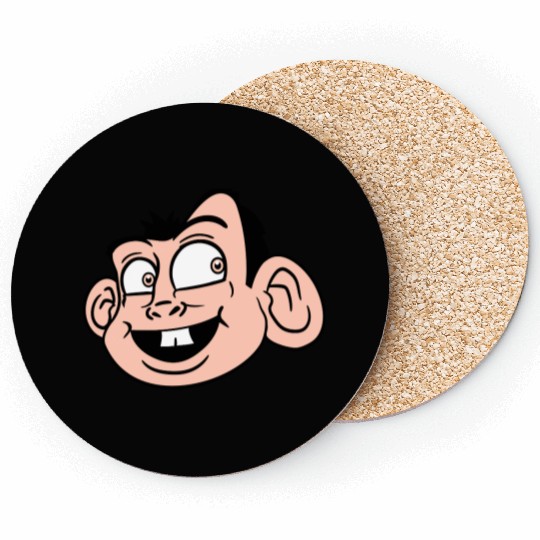 Monkey Face Sweet Cute Little Head Laughs Happy Coasters