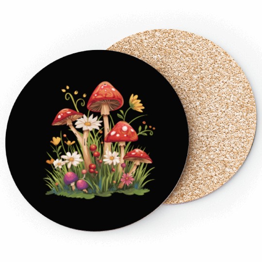 Cluster of Red Toadstool Mushrooms Coasters