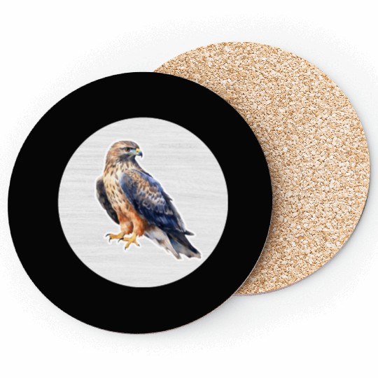 Hawk Watercolor Drawing Coasters