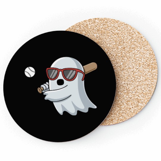 Halloween Ghost Baseball Player Coasters