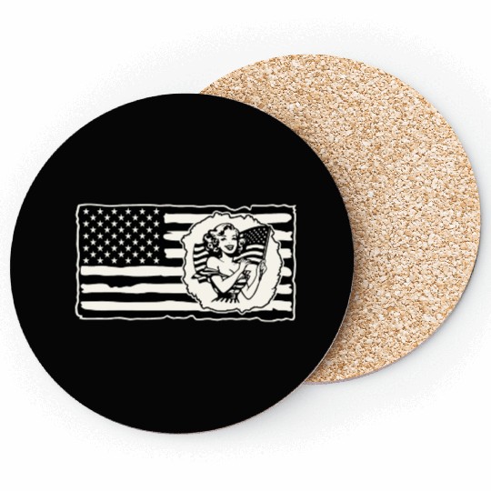 Retro Flag Girl © LIKE US ON FACEBOOK # Coasters