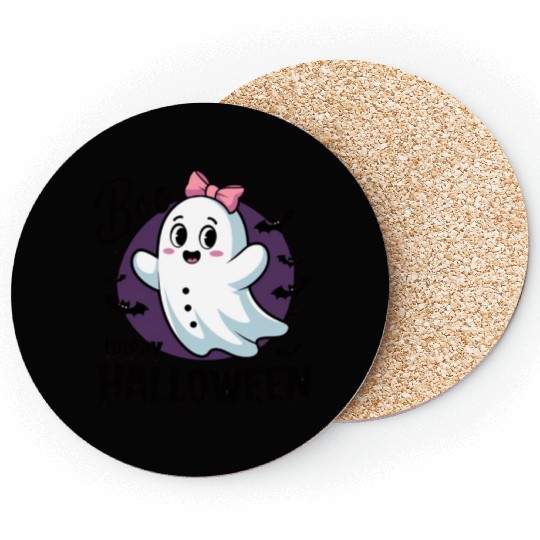 Spooky Cute: Ghost with Bow Coasters