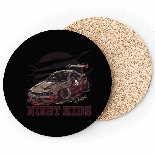Trashy JDM Street Racer Night Kids Coasters
