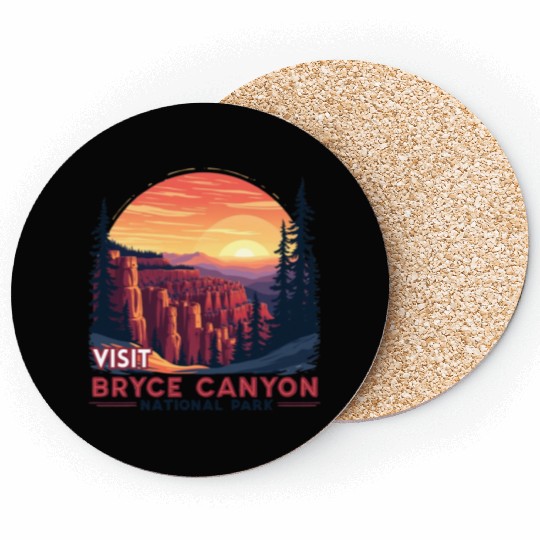 Bryce Canyon National Park Retro Illustraion V 01 Coasters