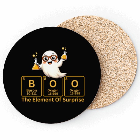 Boo - The Element of Surprise Chemistry Ghost Coasters