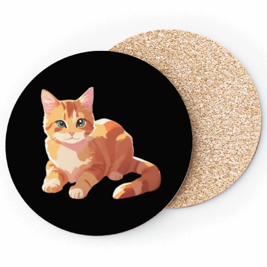 A Cute Orange Cat Coasters