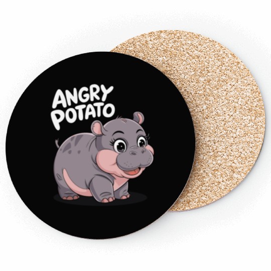 Moo Deng Angry Potato Hippo Fun Coasters