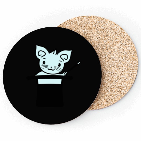 Magical Enchanted Top Hat Cylinder Wizard Cat Sir Coasters
