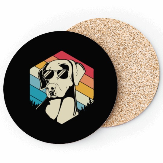 Retro 80s Catahoula Leopard Dog Wearing Sunglasses Coasters