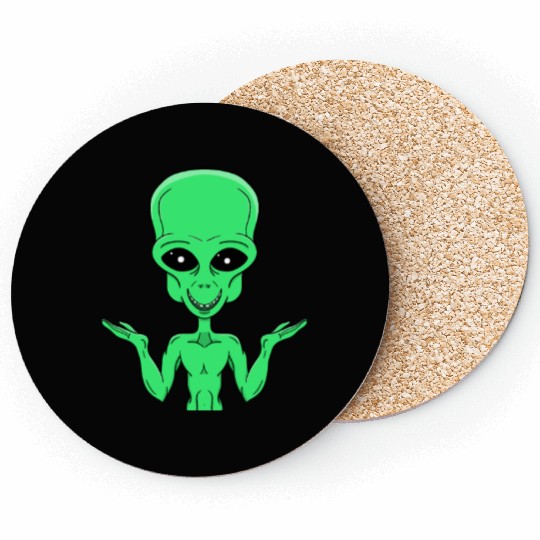 A Green Alien in Doubt Coasters