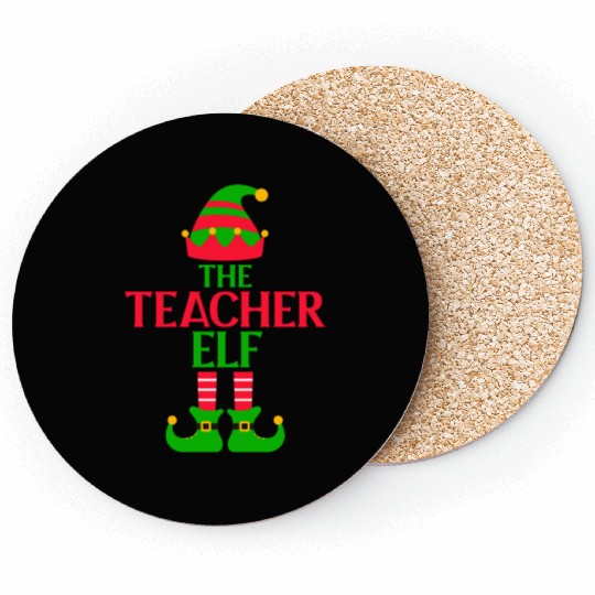 The Teacher Elf Funny Christmas Coasters