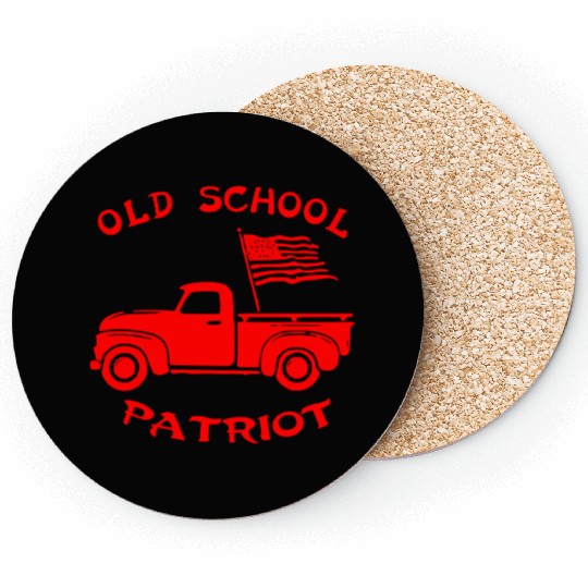 Truck& Flag Old School Patriot LIKE US ON FB # Coasters