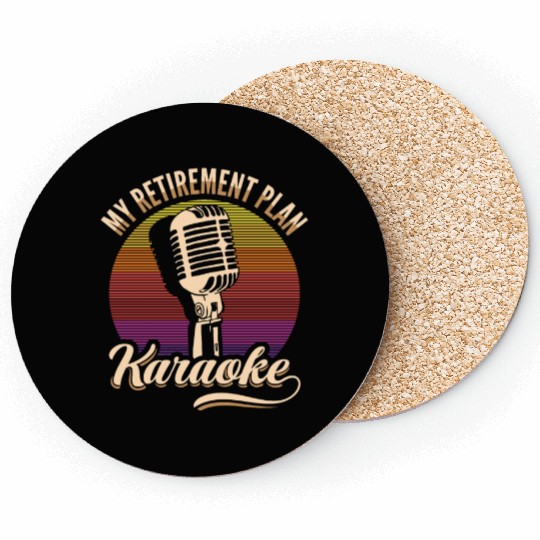 My Retirement Plan Karaoke Microphone Retro Coasters