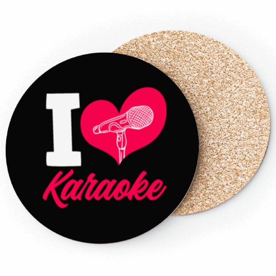 I Love Karaoke Microphone Heart Coasters