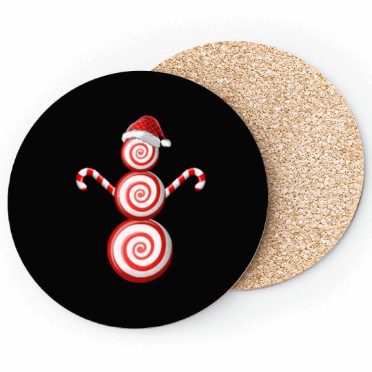 Funny Christmas Coasters Peppermint Candy Snowman