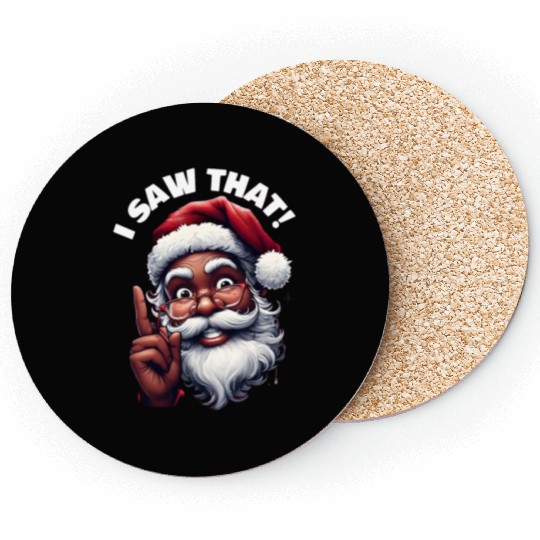 Santa's Watching Festive African American Santa Coasters