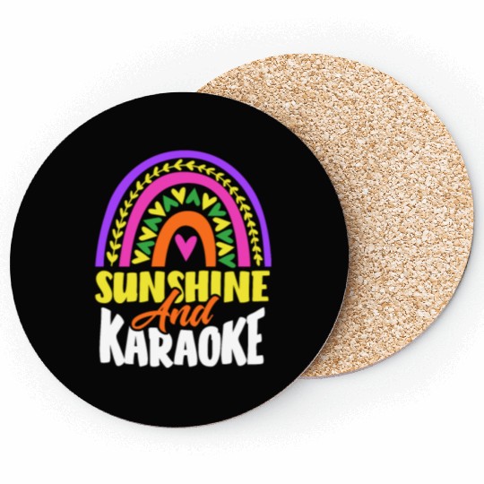 Sun And Karaoke Rainbow Heart Coasters