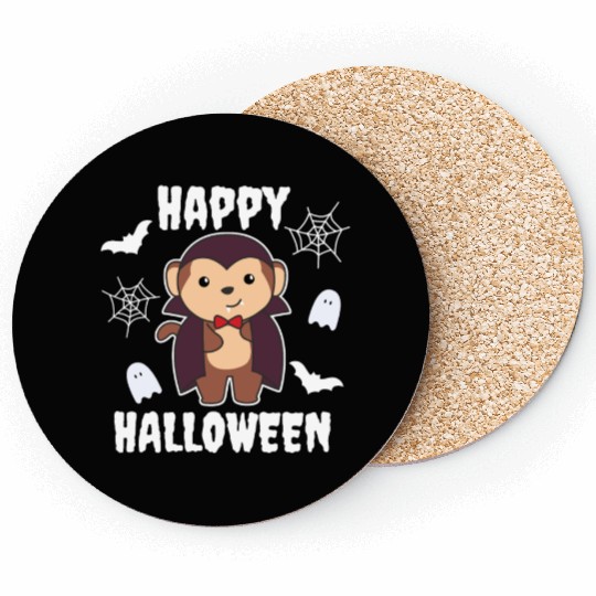 Monkey Happy Halloween Cute Vampire Costume Coasters