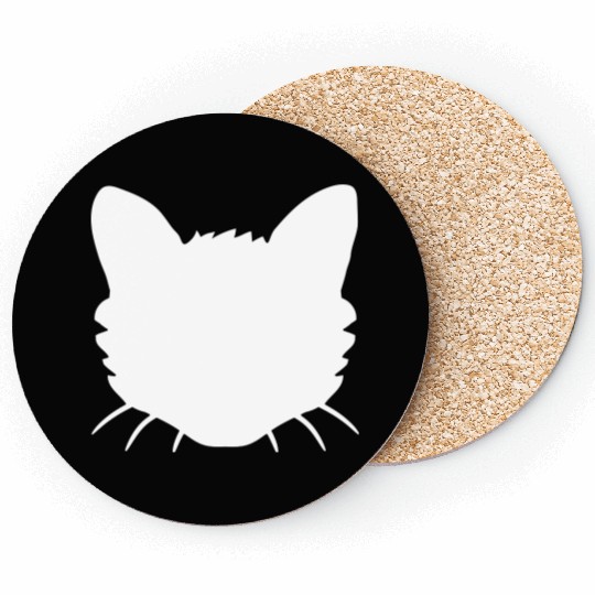 Cat Face Silhouette Kitten Head Outline Outline Coasters
