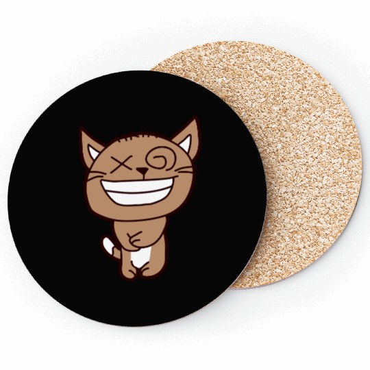 Crazy Cat Weird Funny Eyes Cool Grimace Cartoon Coasters