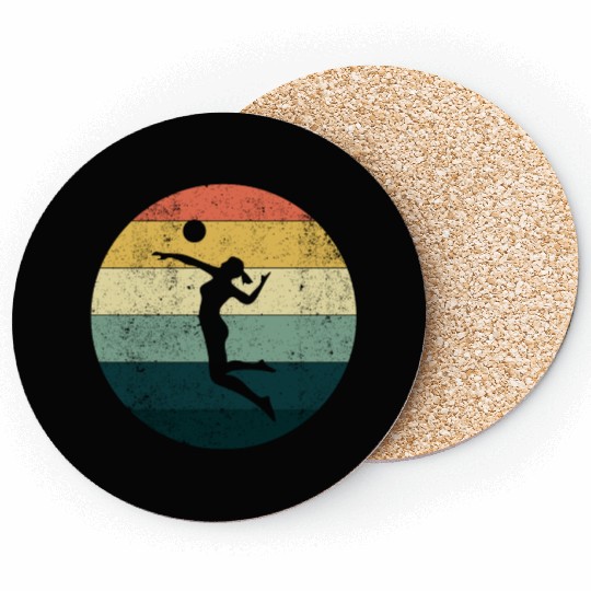 Retro Volleyball Girl Coasters