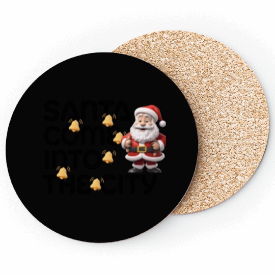 Festive Santa with Jingle Bells Design Coasters