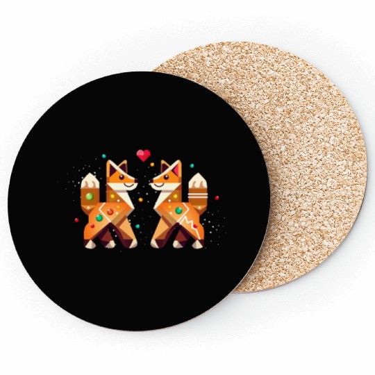 Two foxes - gingerbread style as a Christmas motif Coasters