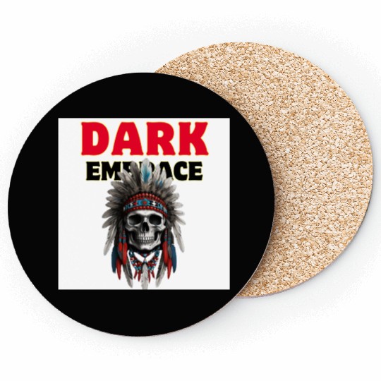 Dark Embrace Skull - Tribal Gothic Art Coasters