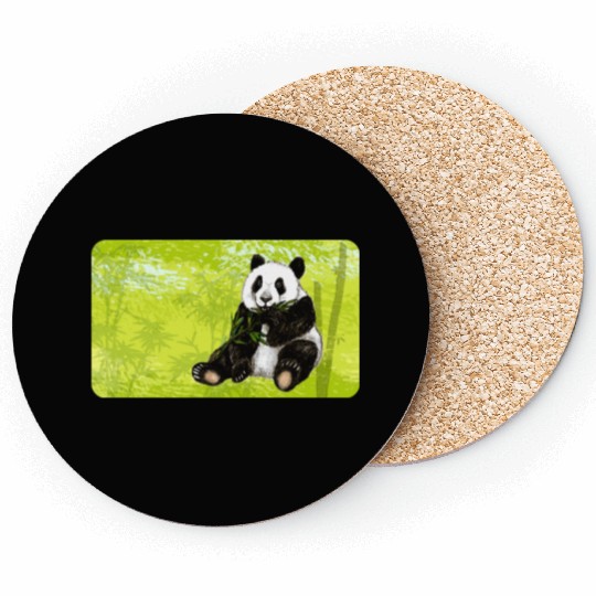Cute panda bear with bamboo - design for kids Coasters